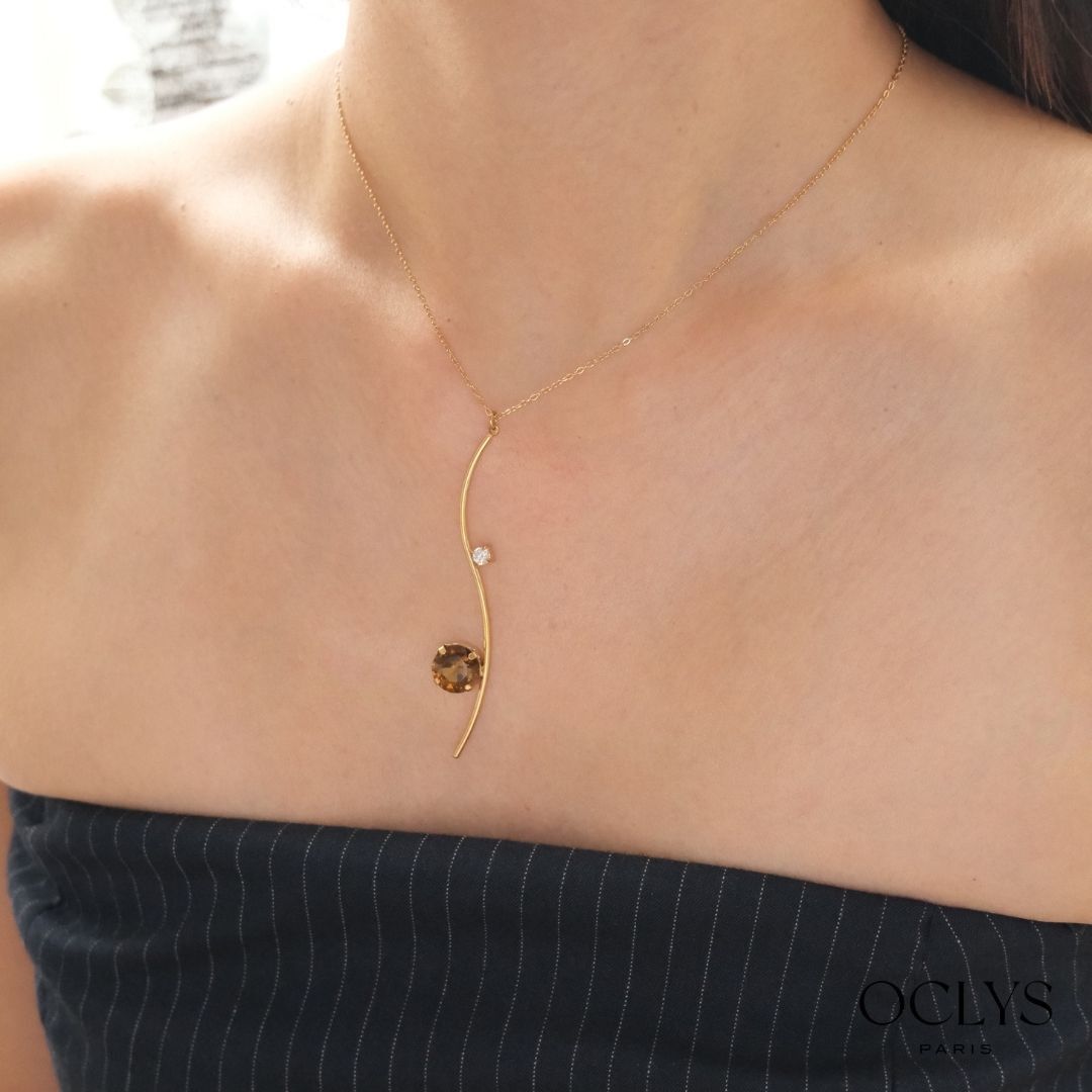 Magy Gold Stainless Steel Flower Rhinestone Necklace