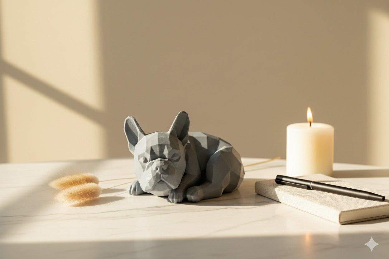 Sleepy Frenchie Figurine | 20cm Geometric