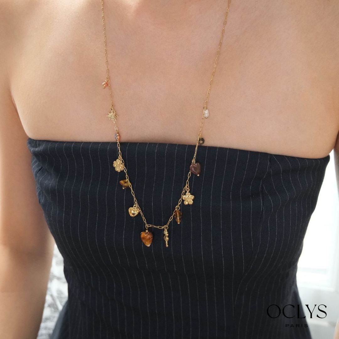 Seli Gold Stainless Steel Heart Charm Necklace