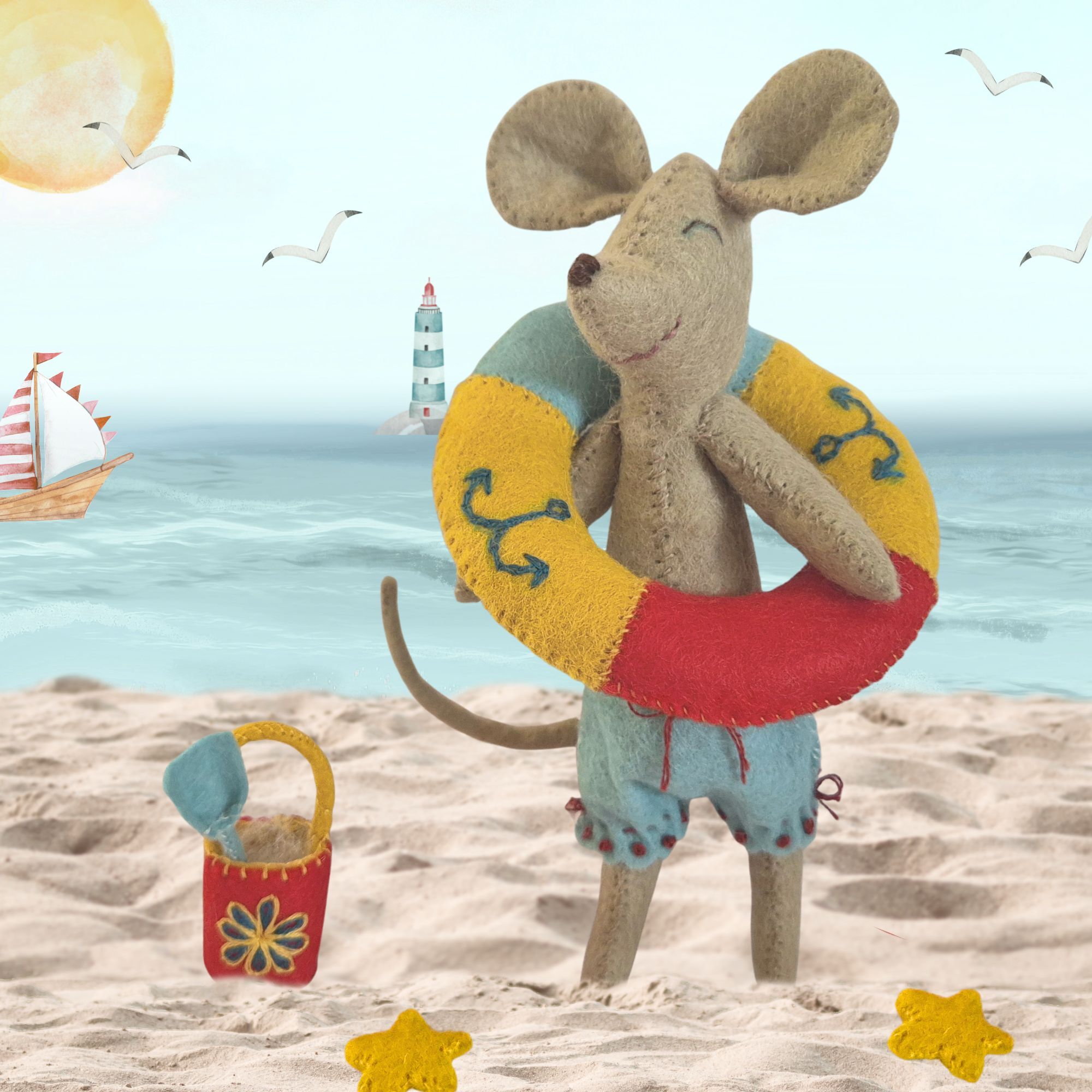 Filzbastel-Miniset „Kleine Maus am Meer“