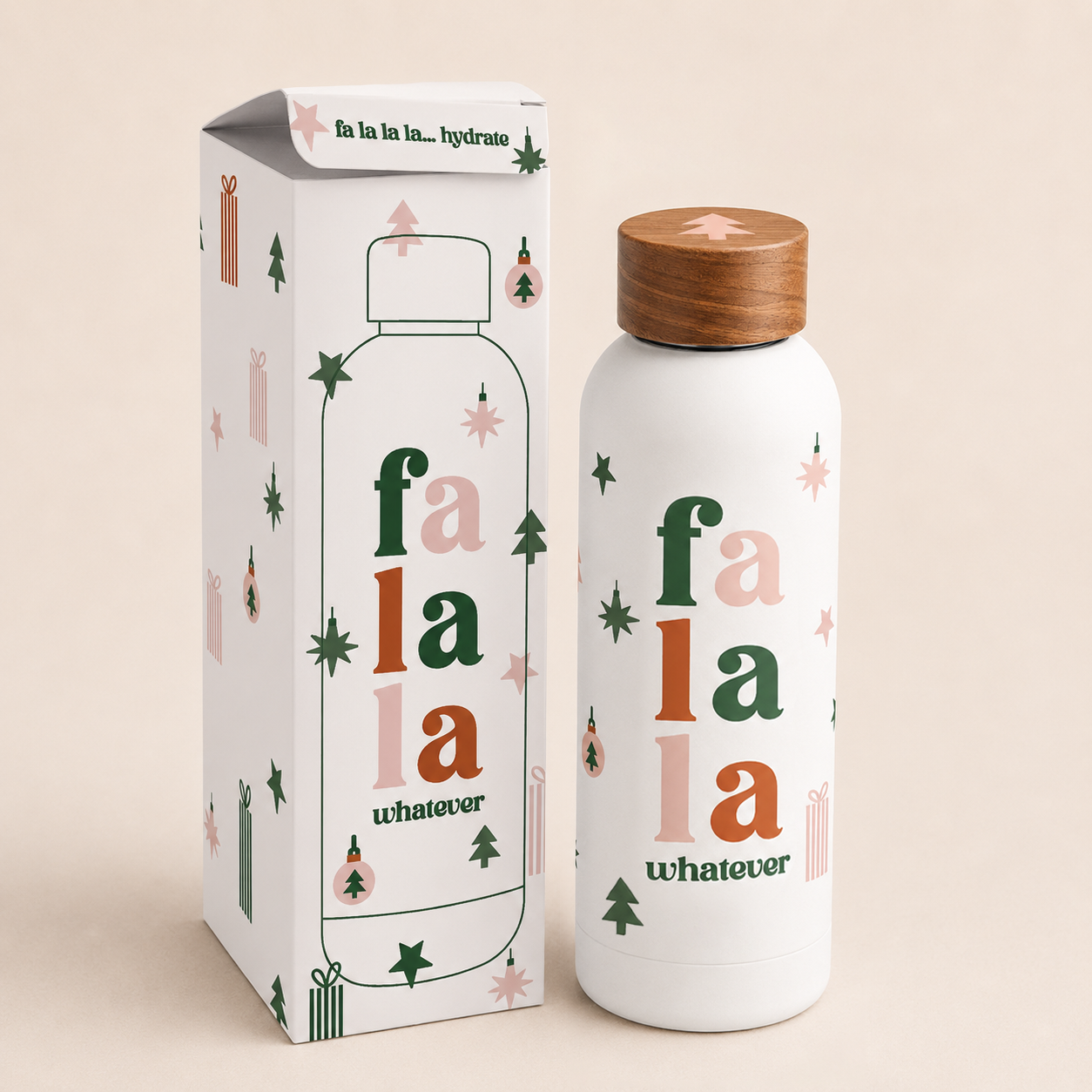 Festive Water Bottle Fa La La