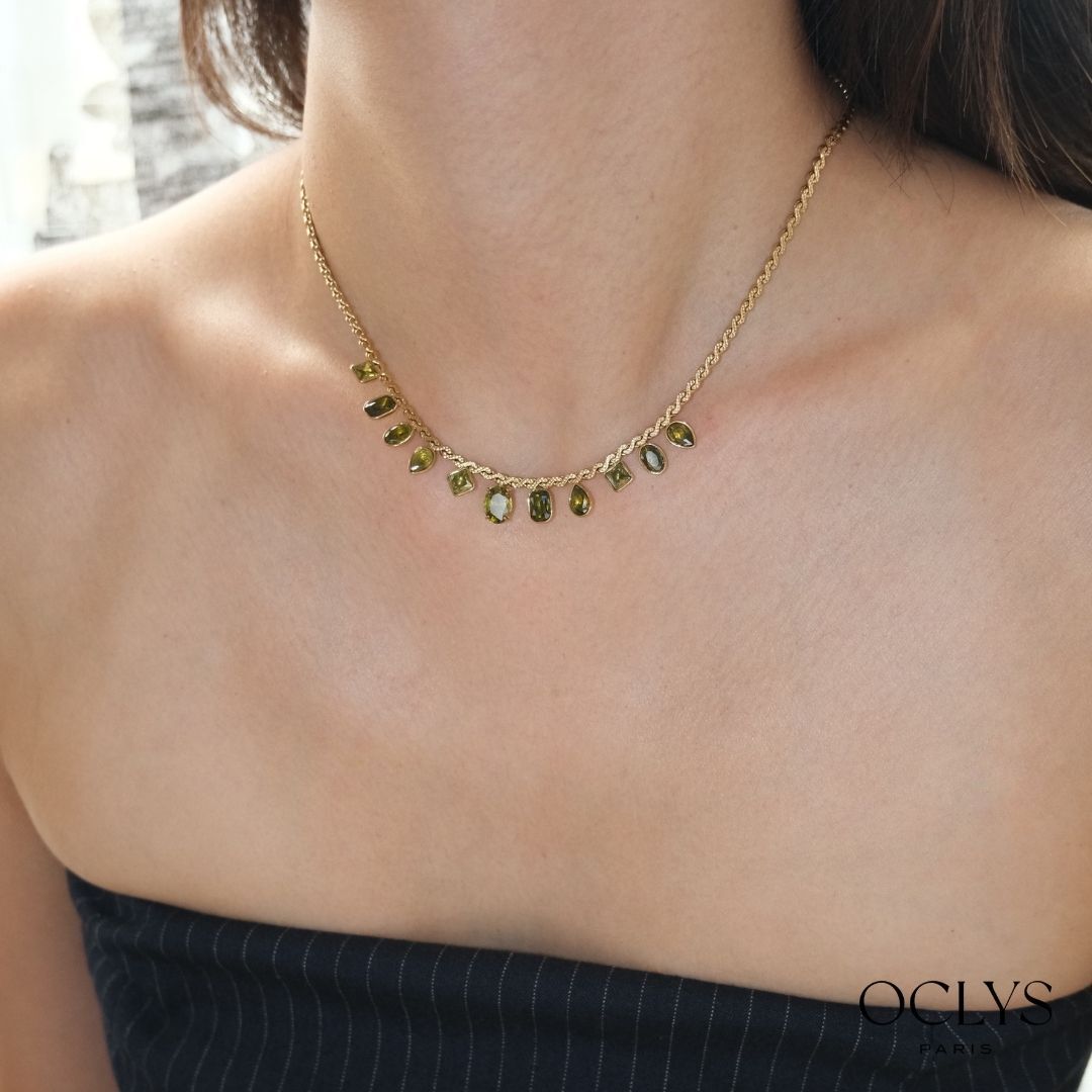 Nessa Gold Stainless Steel Rhinestone Necklace
