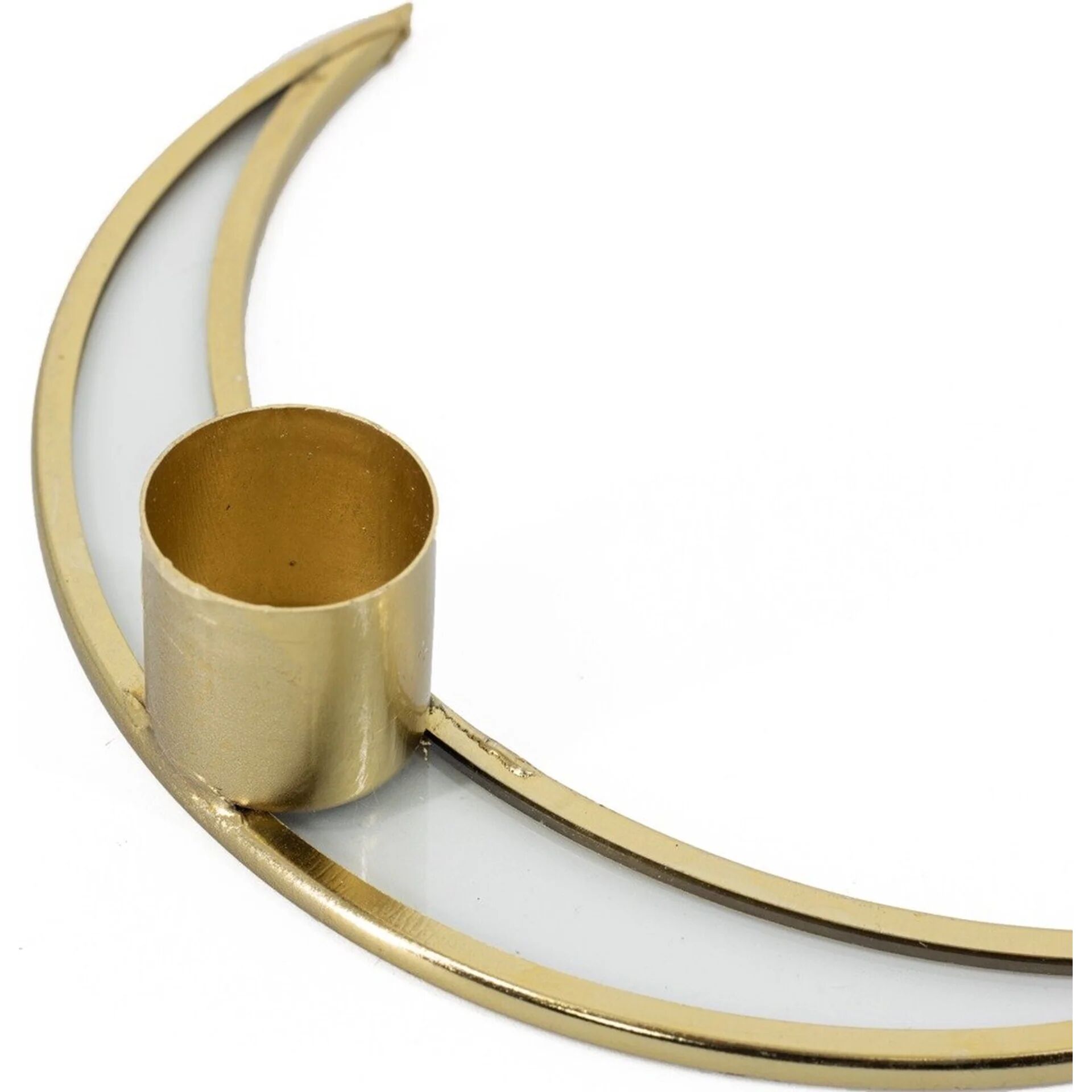 Kandelaar Maan glas\/metaal 3x14x2,5×8,5cm goud