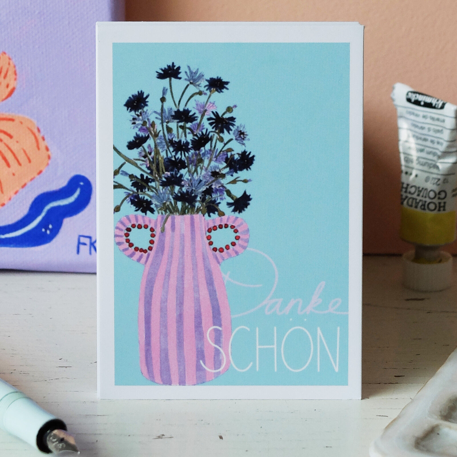 Mini postcard A7 Cornflowers