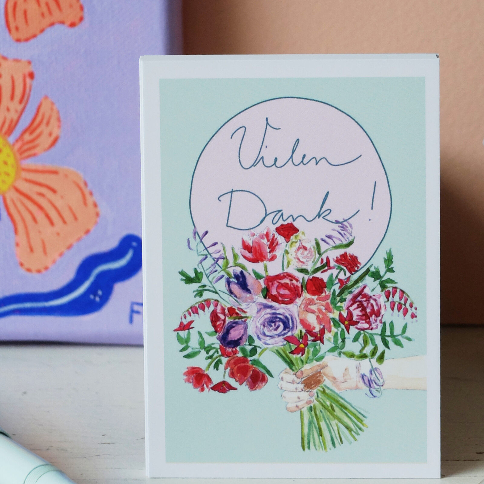 Mini postcard A7 Thank you Bouquet of flowers