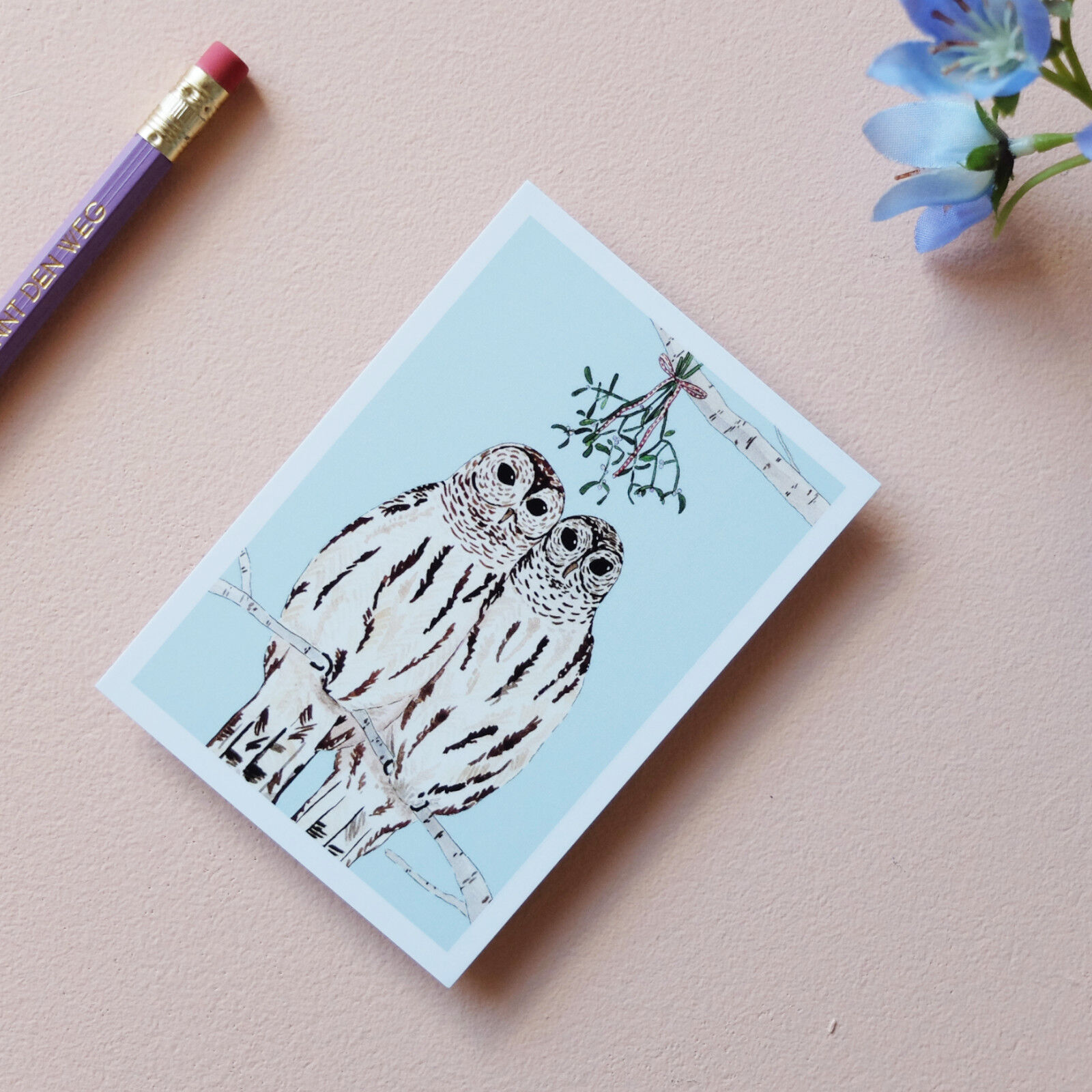 Mini postcard A7 owls
