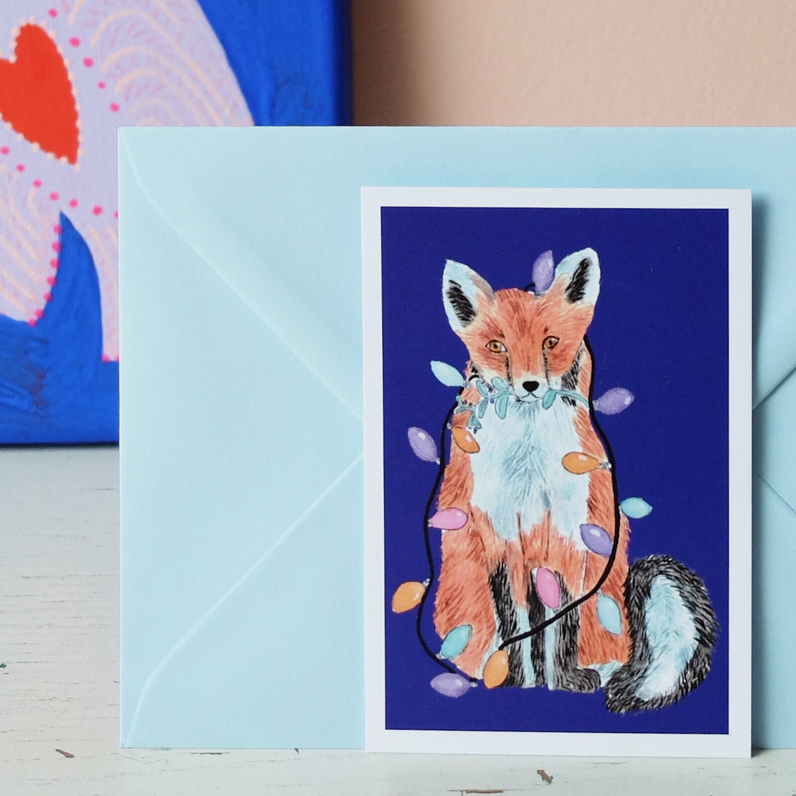 Mini postcard A7 Christmas fox