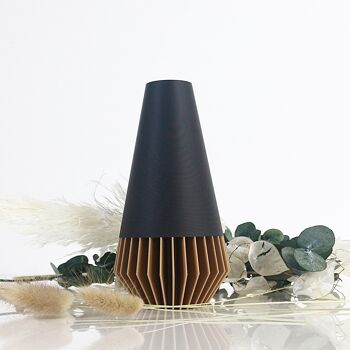 Vase "SUNA" / Noir Mat & Bois 2