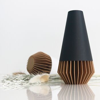 Vase "SUNA" / Noir Mat & Bois 3