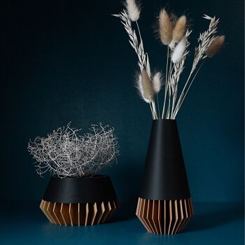 Vase "SUNA" / Noir Mat & Bois 4