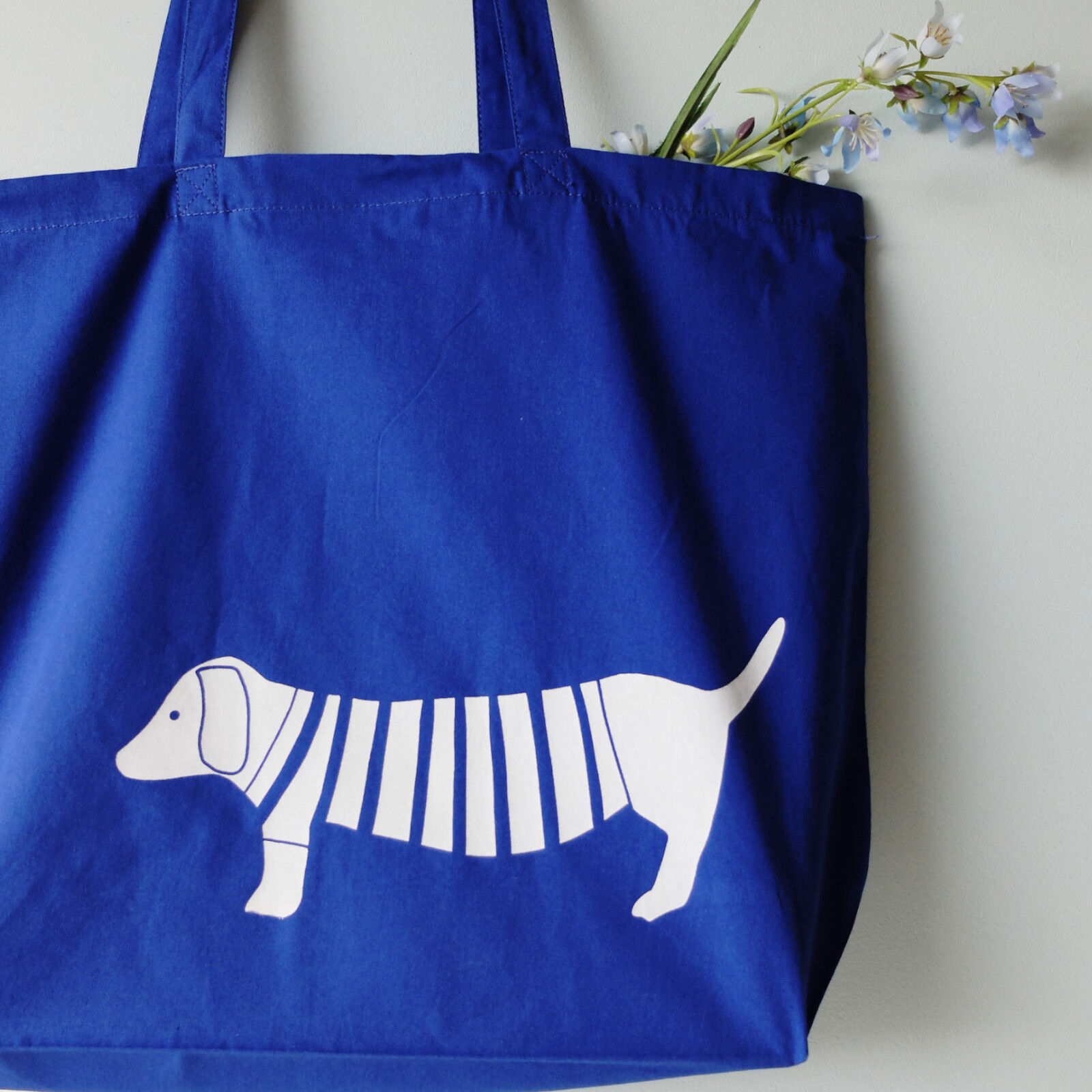 Dhoppr with hand-printed dachshund motif