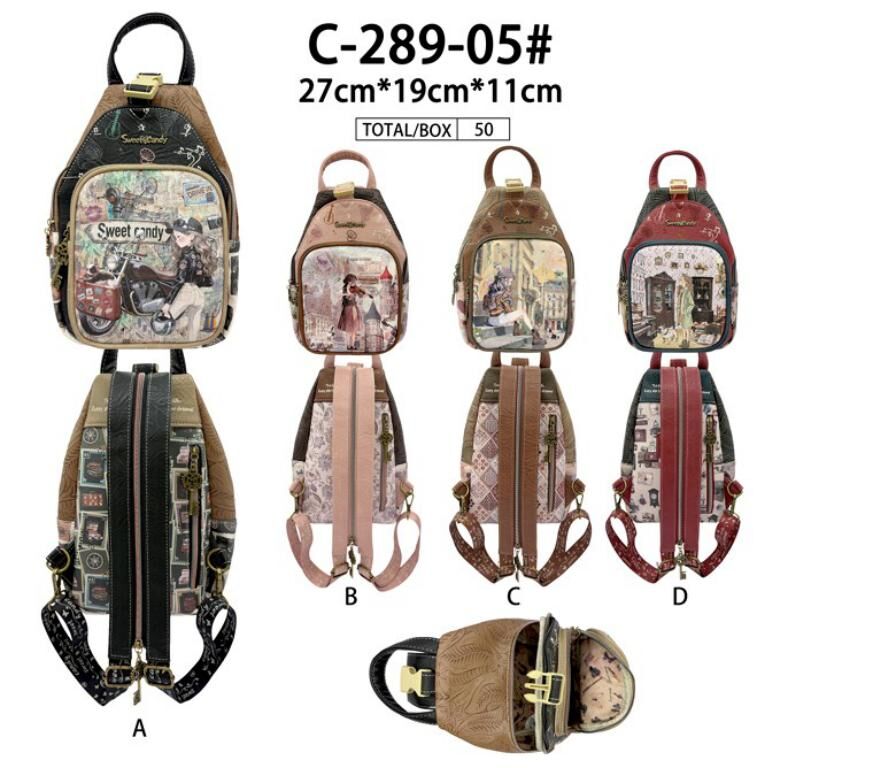 Women's Synthetic Backpack with Sweet Candy Doll C289-05