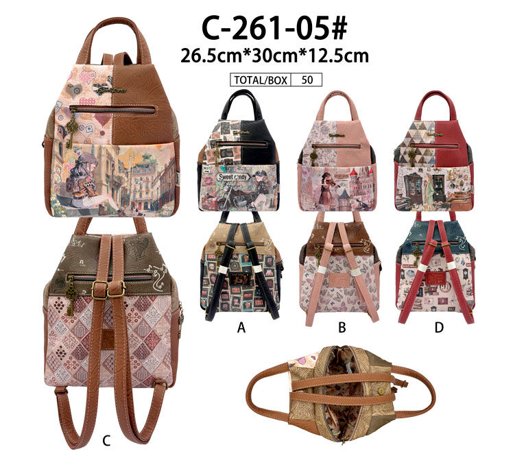 Sweet Candy Doll Backpack with Exterior Pockets C261-05