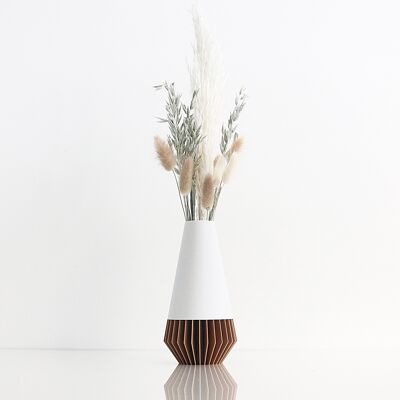 "SUNA" Vase / Matt White & Wood