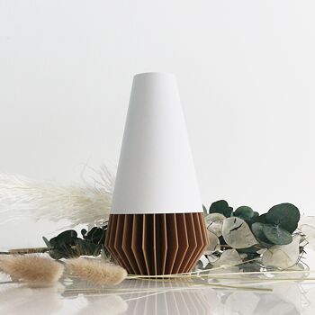 Vase "SUNA" / Blanc Mat & Bois 2