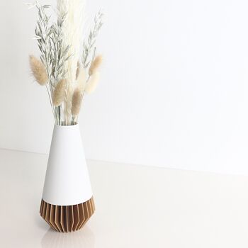 Vase "SUNA" / Blanc Mat & Bois 3