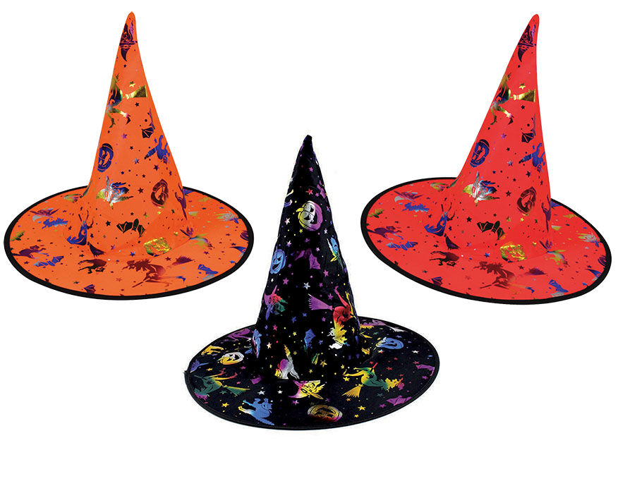 Cappelli da strega di Halloween, 3 pezzi assortiti.