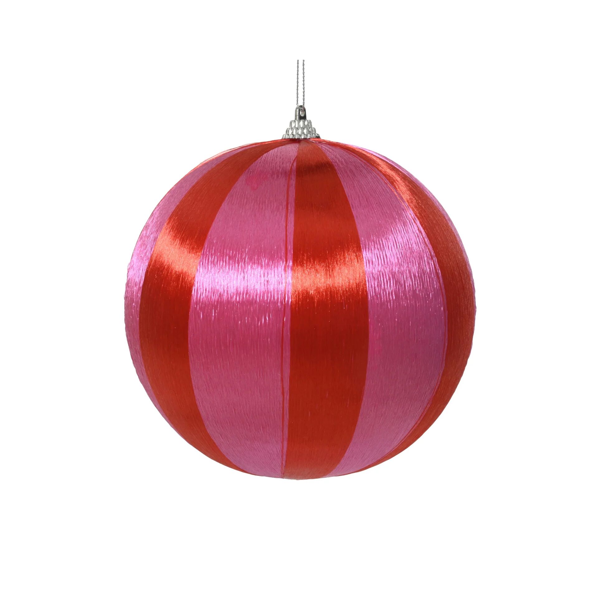Kerstbal foam shiny thread roze\/kleur(en) D.8cm