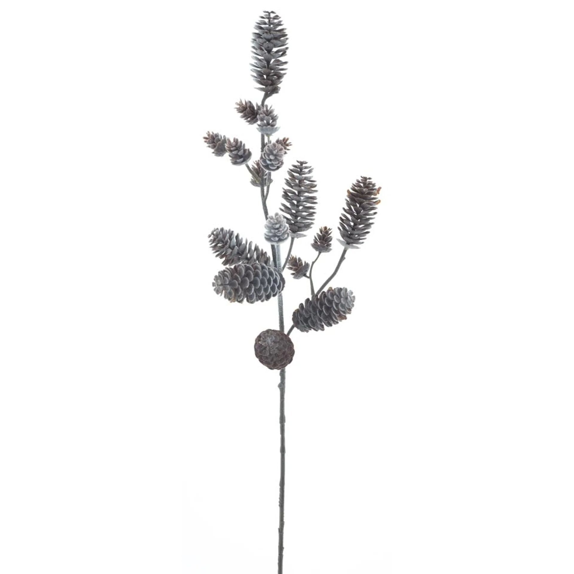 Flocked pine cone spray brown 70cm