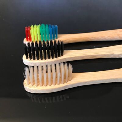 Brosse à dents en bambou__Poils arc-en-ciel