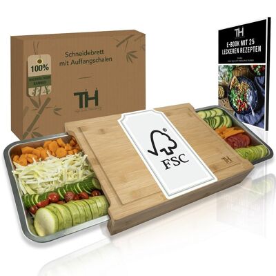 Thiru cutting board with collecting trays