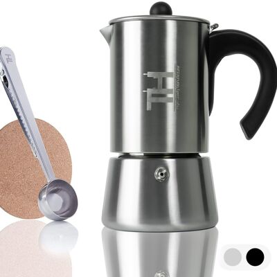 Thiru espresso maker stainless steel - 4 Cup (200ml) - silver