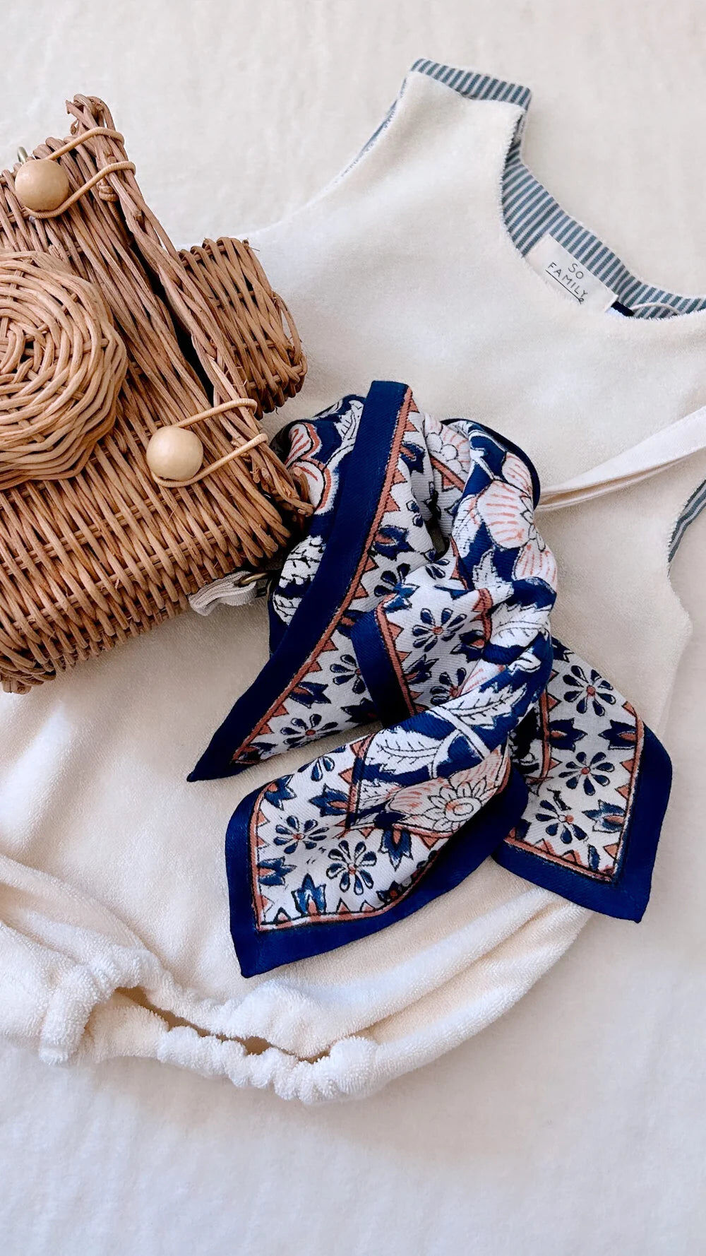 Duo Foulard Matchy Matchy 1 grand et 1 petit So Family COBALT