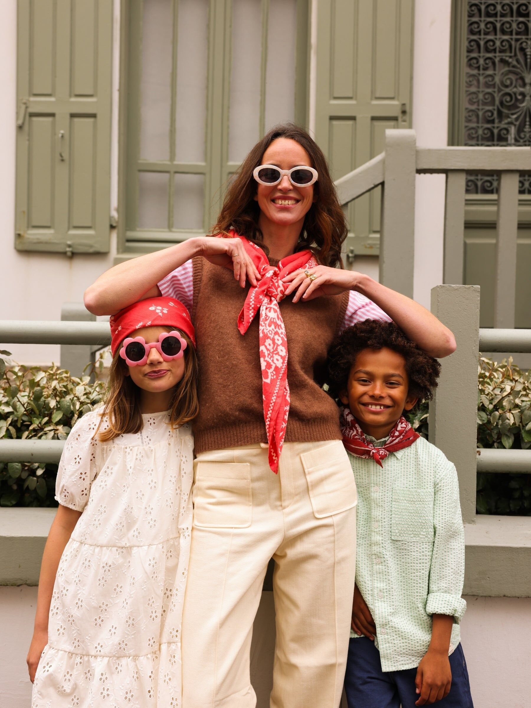 Duo Foulard Matchy Matchy 1 grand et 1 petit Mysore corail