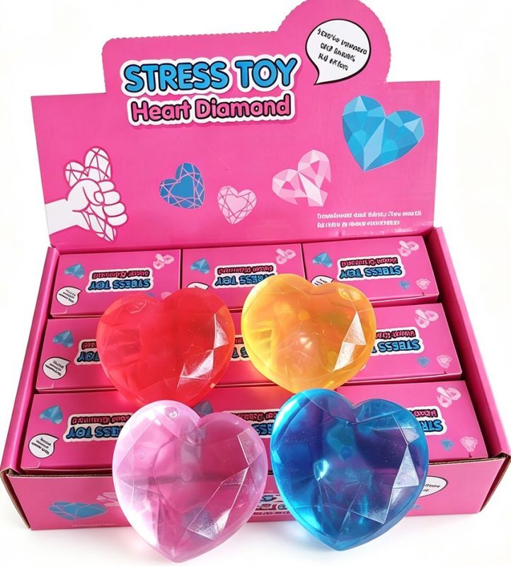 Jouet Anti-Stress Squishy Diamant Cœur (Pack de 12)