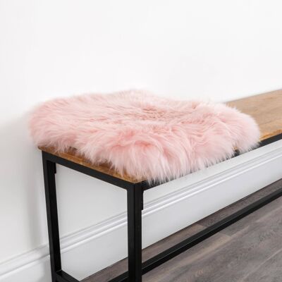 Cuscino per sedia quadrato in pelle di pecora rosa cipria