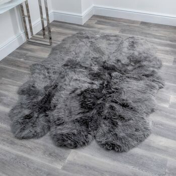 Tapis en peau de mouton gris Sextuple 1