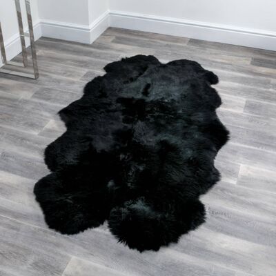 Tapis Quad Noir en Peau de Mouton