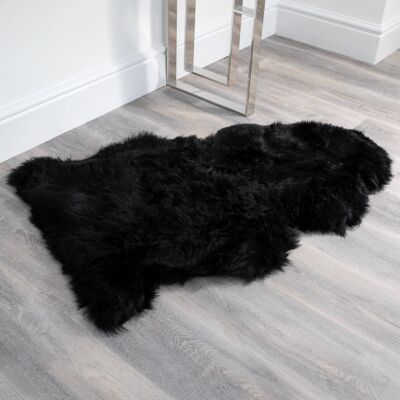 Tapis en peau de mouton noir XXL