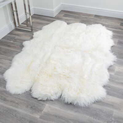 Tapis en peau de mouton blanc naturel Sextuple