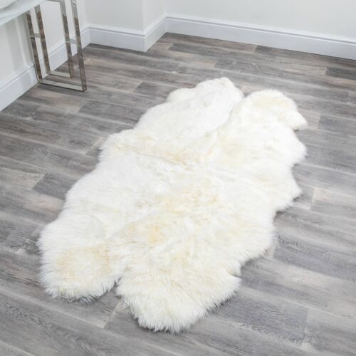 Quad Natural White Sheepskin Rug