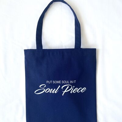 Tote bag put some soul in it navy blue