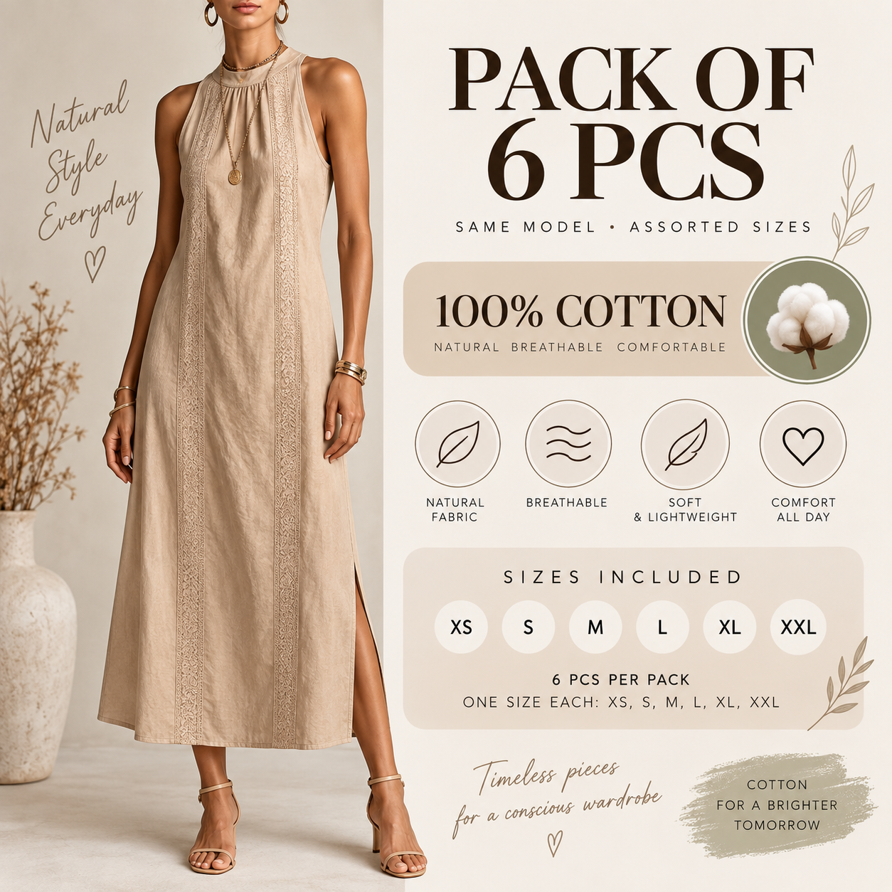 Robe longue 100% coton