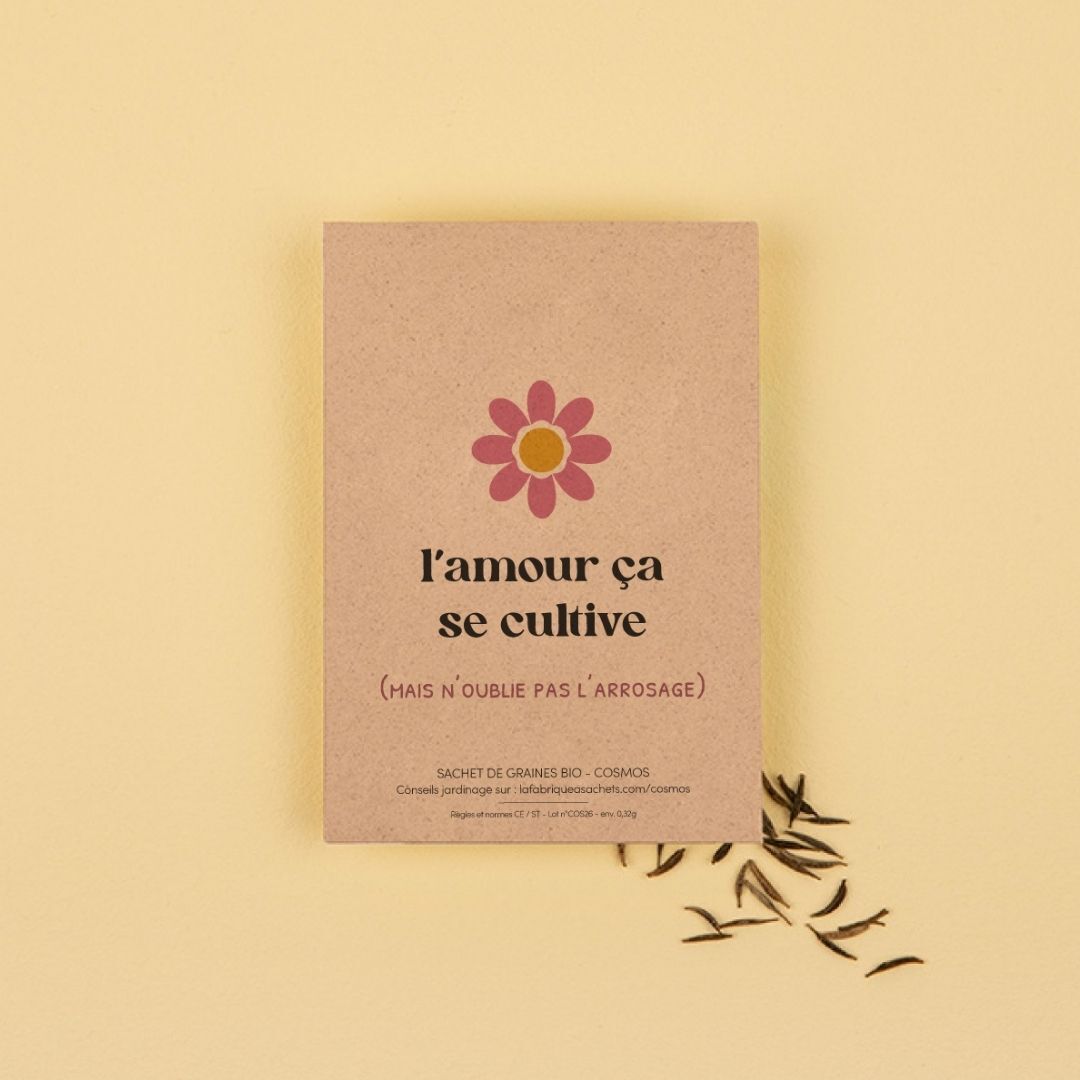 L'amour ça se cultive - Sachet de graines de Cosmos - Carterie florale
