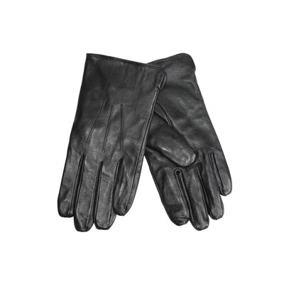 Smooth leather glove with fleece lining for men- Color: 990 - black