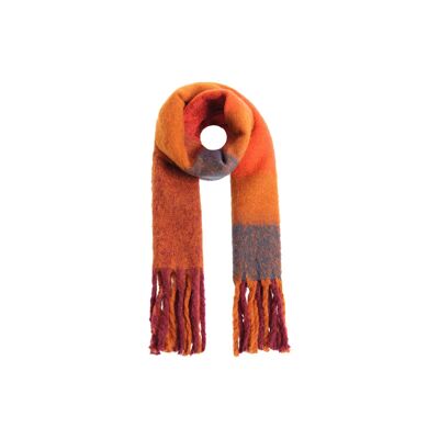 Patterned scarf with fringes for women-color: 770 - caramel