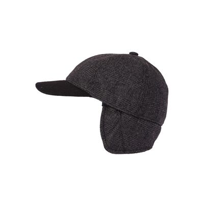Cap for men with ear flaps in wool component color: 990 - black