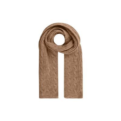 Single-colored winter scarf with cable pattern for women (set) -Color: 750 - camel