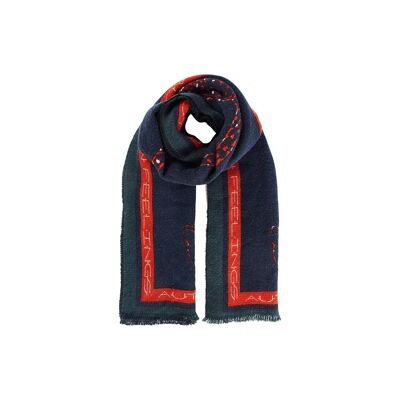 Sciarpa con bande laterali per donna colore: 681 - blu navy