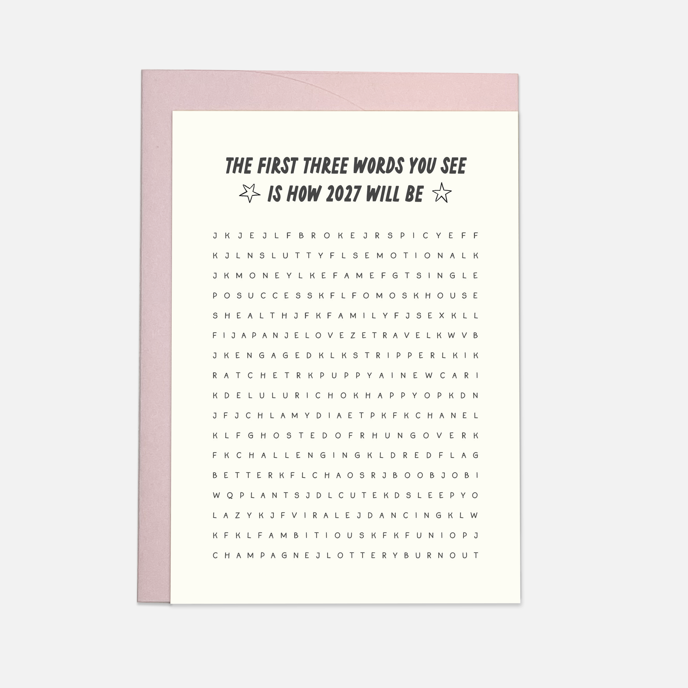 First three words - New Year greeting card