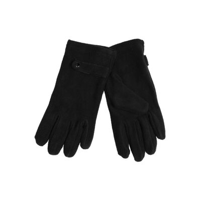 Fleece gloves for women with button decoration-color: 990 - black