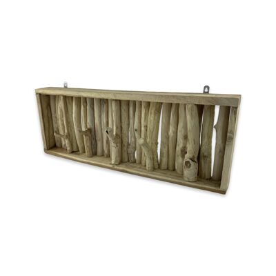Rural wooden branches coat rack with wooden hooks