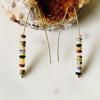 Jasper Multi Colour Brass Earrings