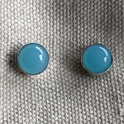 Chalcedony (Blue) Sterling Silver Studs