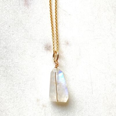 Moonstone (Rainbow)   Silver Necklace
