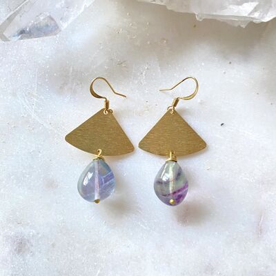 Fluorite Brass Earrings